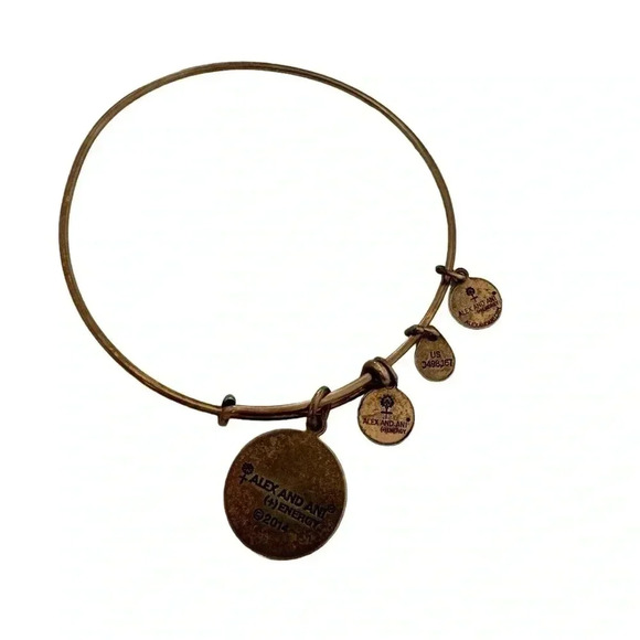 New Alex and Ani Aruba Exclusive Divi Tree Gold Charm Bangle Bracelet - Picture 3 of 3